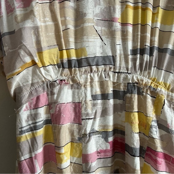 Moon River Sz M Colorful Pastel Puff Sleeves Poplin Open Back Maxi Dress - Picture 6 of 10